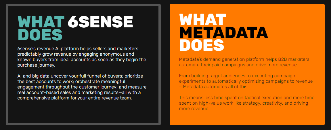  Metadata comparing itself to 6sense