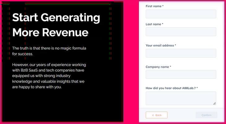 Start generating more revenue contact form