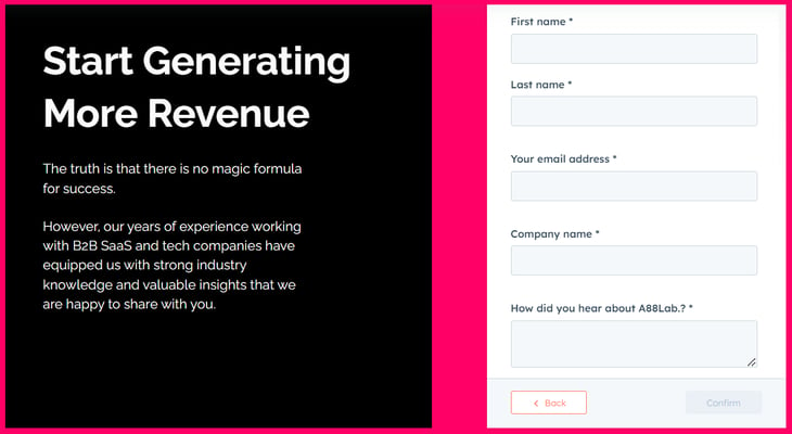 Start generating more revenue contact form